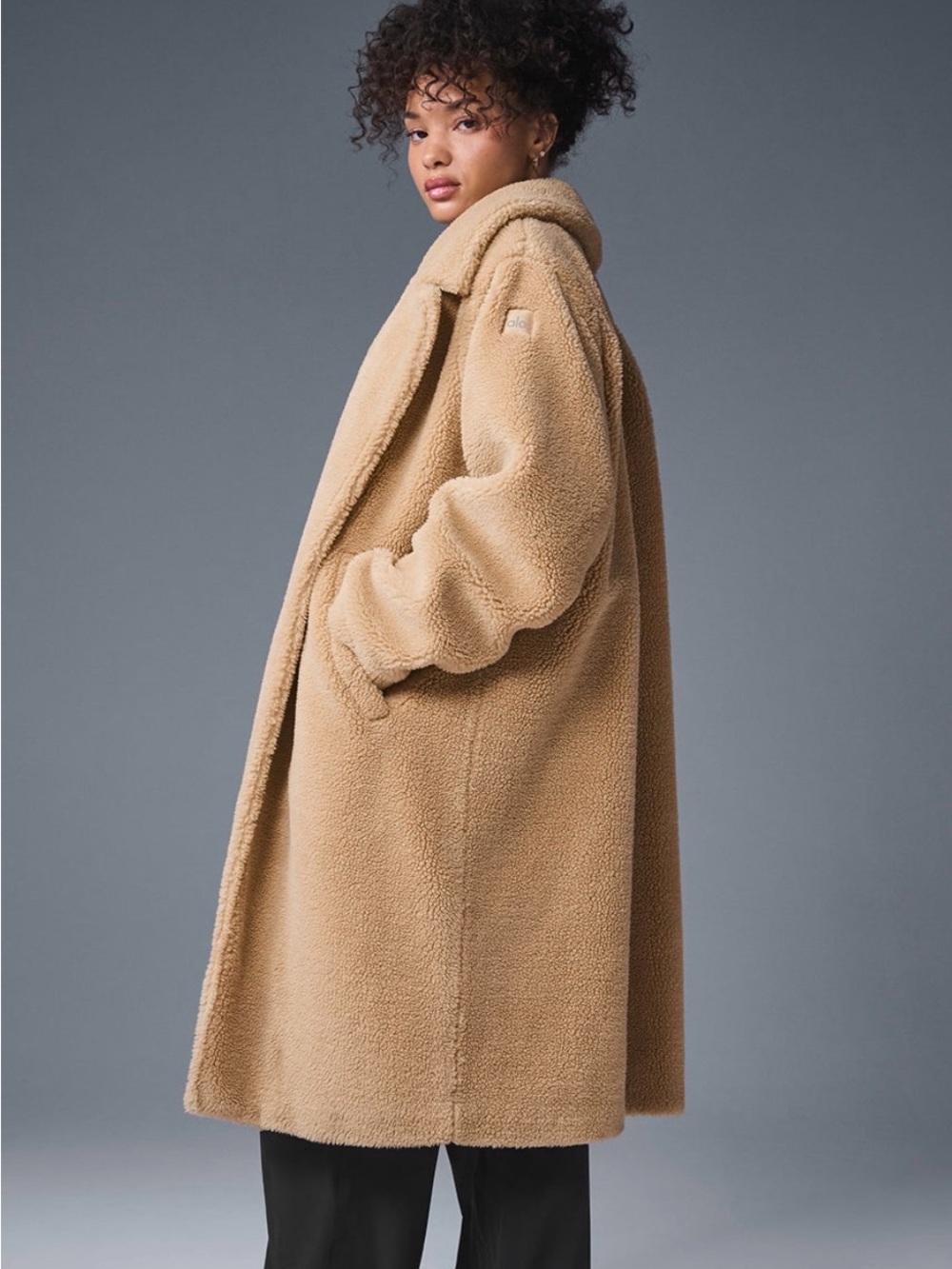 ALO Yoga Plush Teddy Coat in Camel Tan